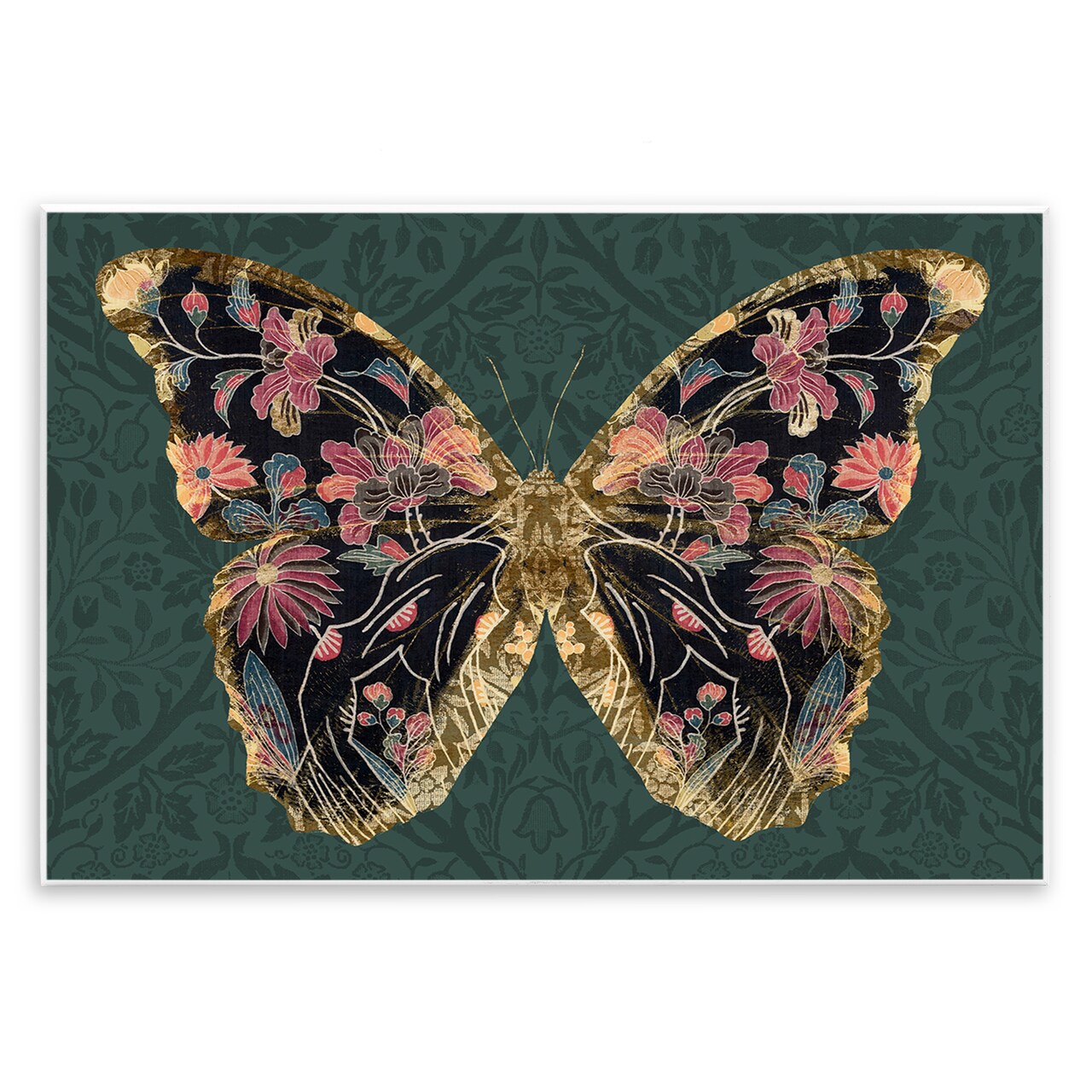 Stupell Industries Ornate Pattern Butterfly Wall Plaque Art Design by Victoria Barnes